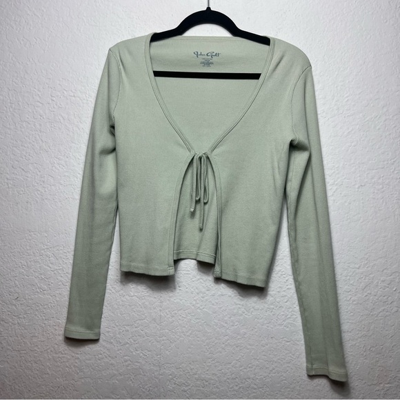 John Galt Long Sleeve Front Tie Open Front Top - Picture 1 of 6